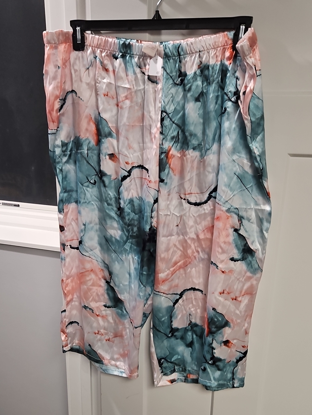Secret Treasures Teal, Coral & White Marble Wide-Leg Pajama Pants
